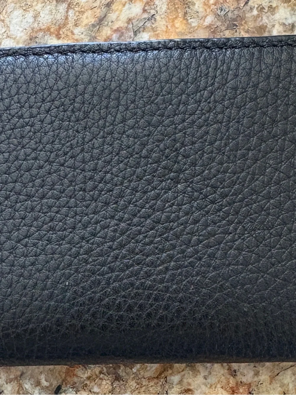 kate spade Black Pebbled Leather Zip Wallet with Gold Logo
